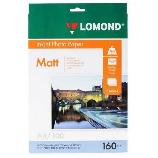 Фотобумага Lomond 102005 A4 160 г/м2 100 л. покрытие матовое белый